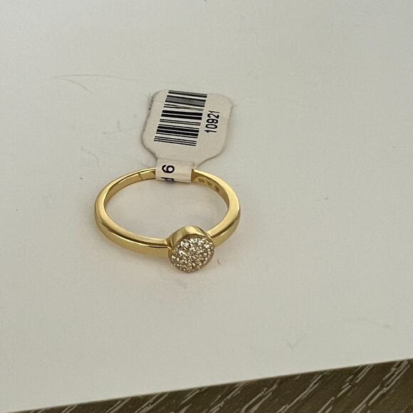 Anna Zuckerman Olivia 58 CZ Cluster Solitaire Gold Plated Sterling Ring SZ 5 - Picture 4 of 4